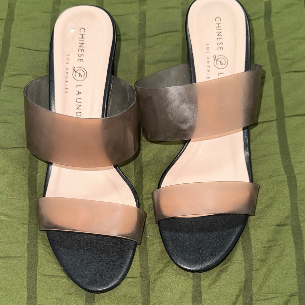 Chinese Laundry Nude Clear Double-Strap Slide Mules